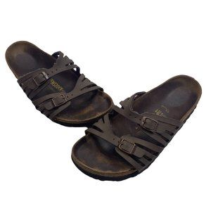 Birkenstock Granada Womens 39 US 8 Mocha Brown Birko Flor Leather Strappy Sandal